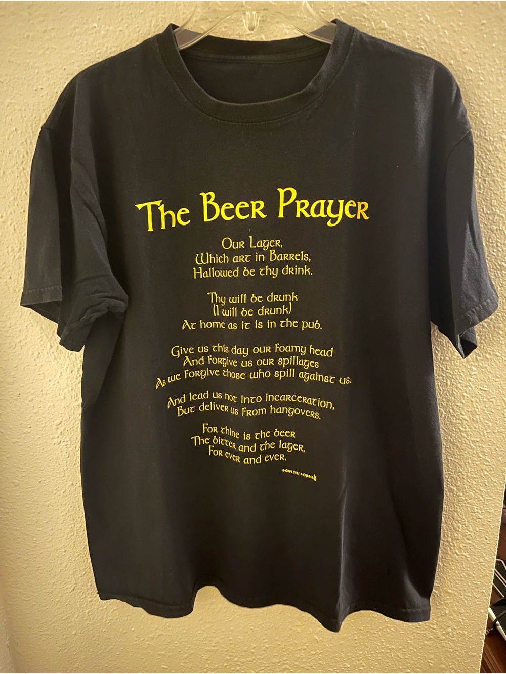 The Beer Prayer Graphic Tee - Black with Yellow Print
